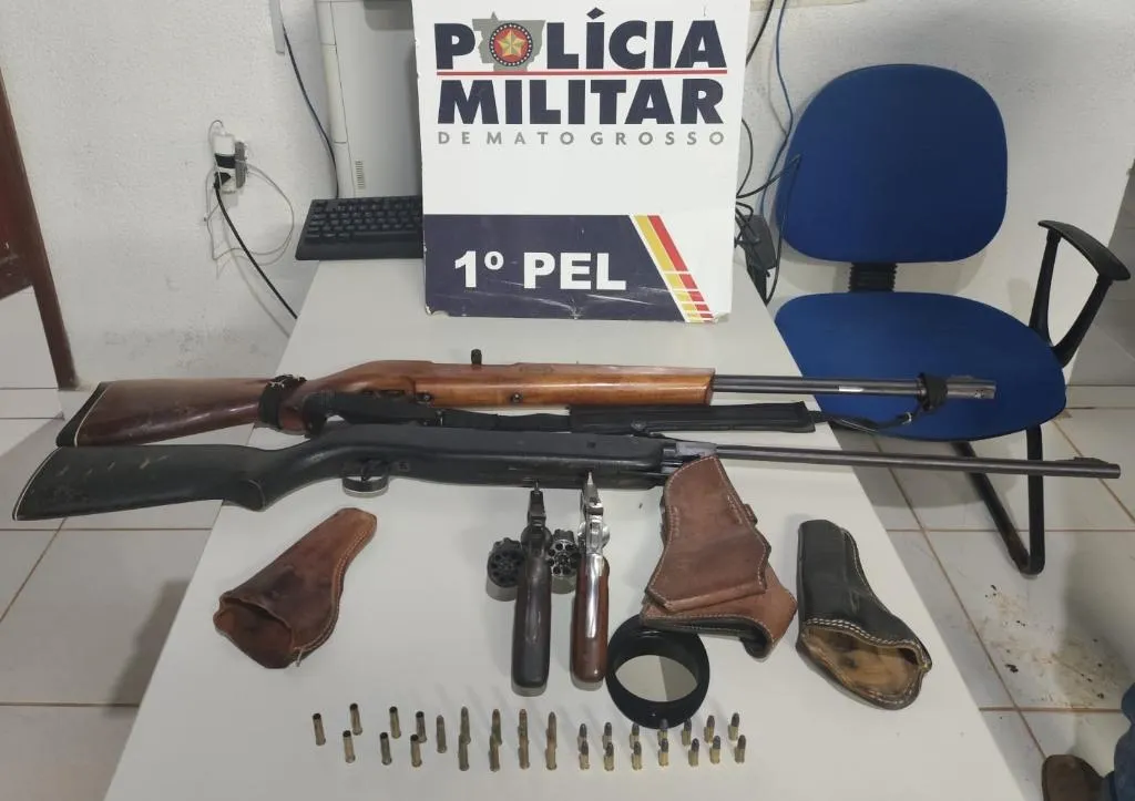 Apreensão de armas em Apiacás termina com prisão em flagrante