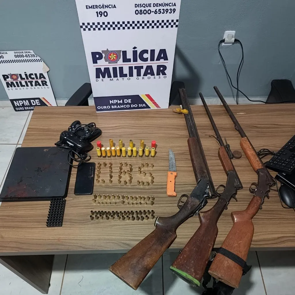 Polícia Militar apreende armas em Itiquira após perseguição