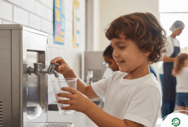 Tomando água potável