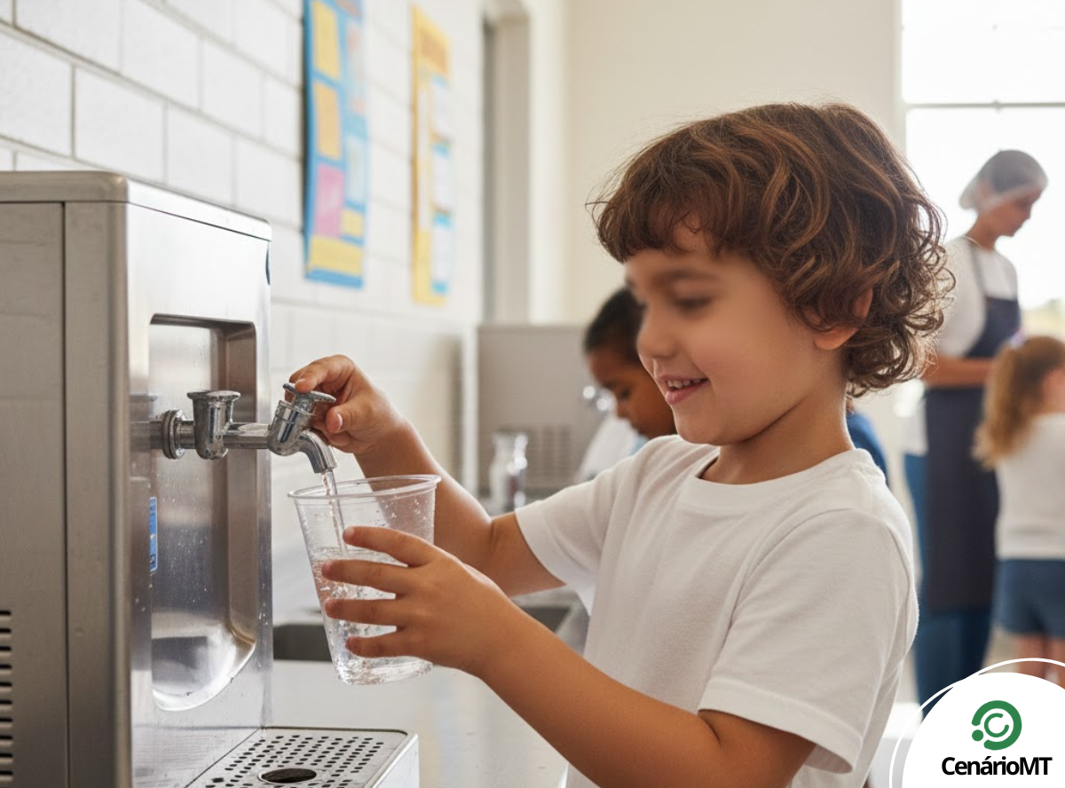 Tomando água potável