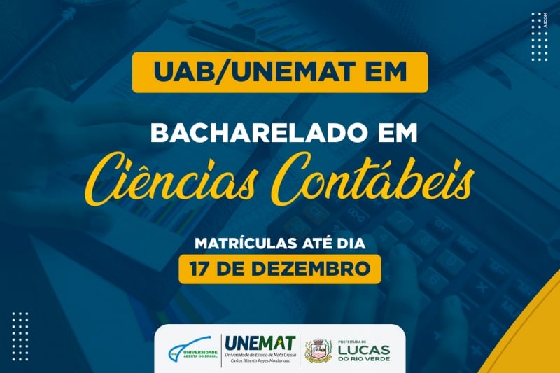 UAB/Unemat: matrículas para o curso de Ciências Contábeis iniciam hoje (15)