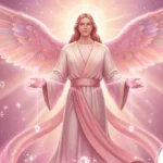 Ilustração do Arcanjo Samuel com luz suave simbolizando harmonia e diálogos profundos para quatro signos.