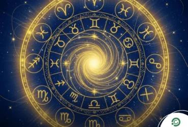 Ilustração dos 12 signos do zodíaco organizados em uma mandala astrológica sobre fundo azul, simbolizando as energias da semana de 11 a 15 de dezembro.