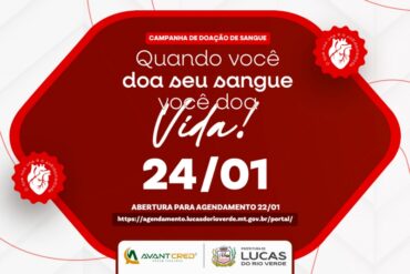Agendamento para a 1ª Campanha de Doação de Sangue de 2026 começa nesta quinta-feira (22)