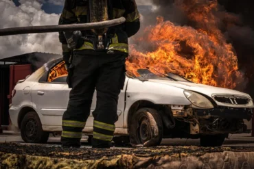 Carro é destruído por incêndio em Confresa durante a madrugada