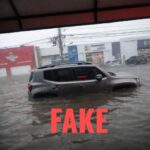 Foto de carro submerso em Cuiabá é montagem feita por IA