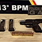 PM apreende pistola 9 mm durante abordagem no bairro Industrial em Lucas do Rio Verde