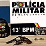 PM apreende revólver calibre .22 durante abordagem no bairro Bandeirantes em Lucas do Rio Verde