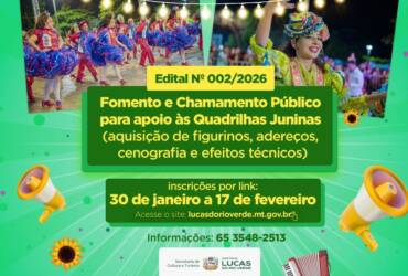 Prefeitura lança edital de R$ 45 mil para fortalecer quadrilhas juninas em Lucas do Rio Verde