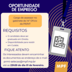 Procuradoria da República em Mato Grosso abre seleção para Assessor(a)-Chefe com salário de R$ 10,9 mil