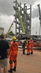 Desabamento parcial em obra no Parque das Emas mobiliza Corpo de Bombeiros em Lucas do Rio Verde