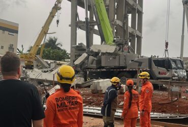 Desabamento parcial em obra no Parque das Emas mobiliza Corpo de Bombeiros em Lucas do Rio Verde