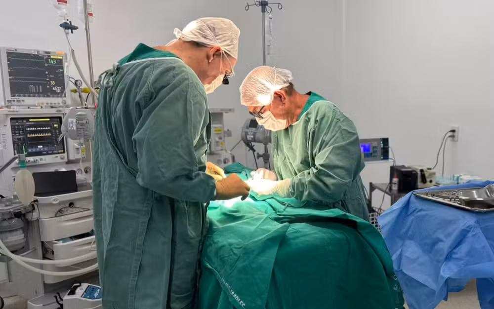 Gêmeos siameses de MT passam por cirurgia de separação de emergência em Goiânia após um deles morrer