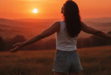 Mulher em clima de paz