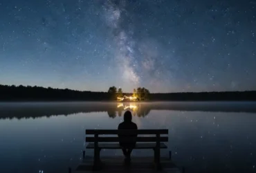 Momento de pausa e silêncio ao fim do dia em ambiente tranquilo