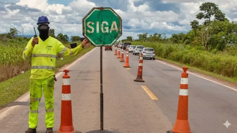 Placa do pare e siga
