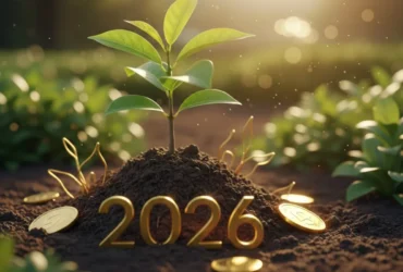 100% de sorte - Representação simbólica de crescimento financeiro e sucesso profissional em 2026.