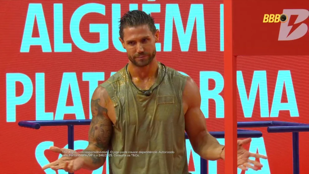 Foto de Jonas Sulzbach no programa BBB 26 exibido nesta sexta-feira, 13 de fevereiro