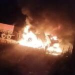 Acidente envolvendo três carretas deixa um morto na BR-163, em Matupá