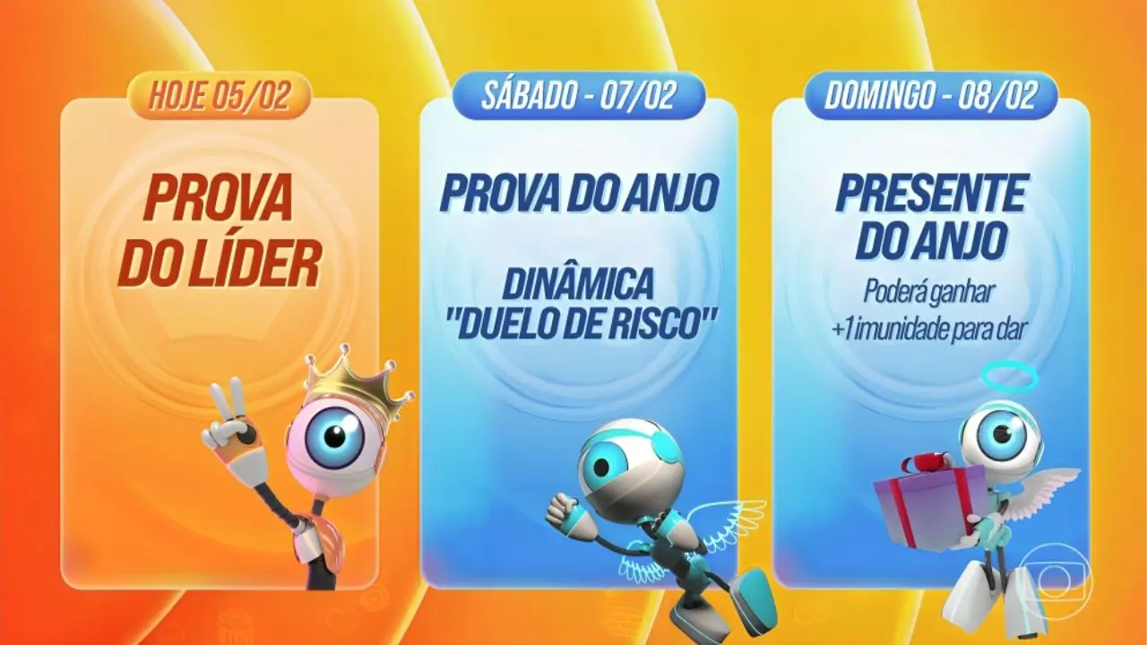 O que tem hoje no BBB 26? Saiba o que vai acontecer neste domingo (08/02/2026)