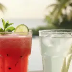 Sucos de melancia com água de coco