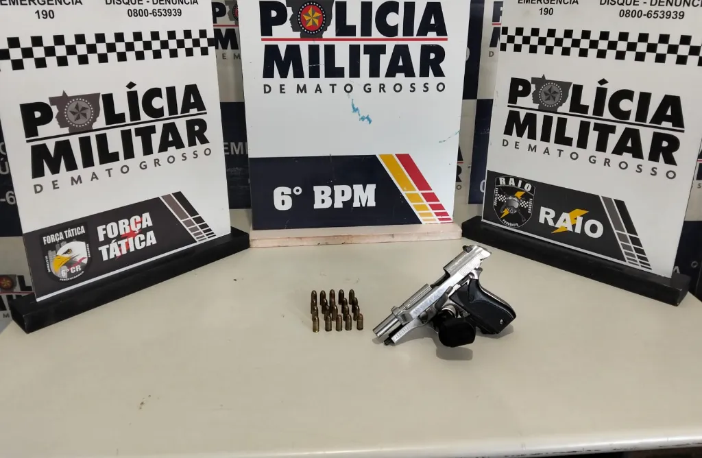PM apreende menor com arma e munições em Cáceres