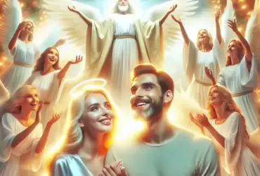 Casal caminhando de mãos dadas sob um céu estrelado, representando o encontro do amor verdadeiro para os signos de Áries e Sagitário.