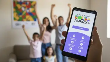 Cartão do Bolsa Família com calendário de pagamento de março de 2026 ao fundo.