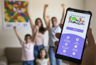 Cartão do Bolsa Família com calendário de pagamento de março de 2026 ao fundo.