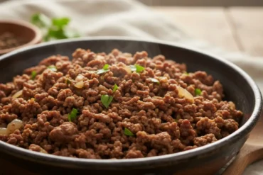 carne moída refogada simples servida para almoço rápido
