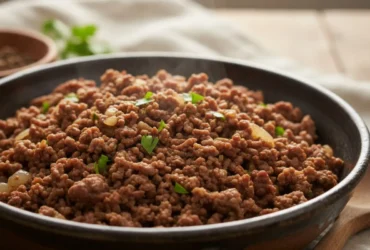 carne moída refogada simples servida para almoço rápido