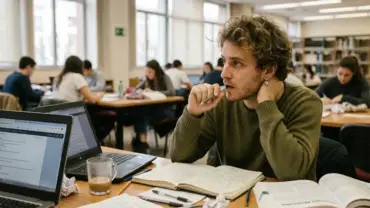 Homem perde seu foco durante trabalho em sua mesa no escritório.