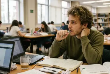 Homem perde seu foco durante trabalho em sua mesa no escritório.