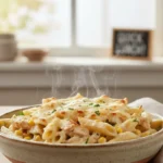Almoço rápido e fácil: Macarrão cremoso de uma panela só com frango e milho