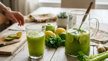 Suco detox de couve com limão para desinchar naturalmente