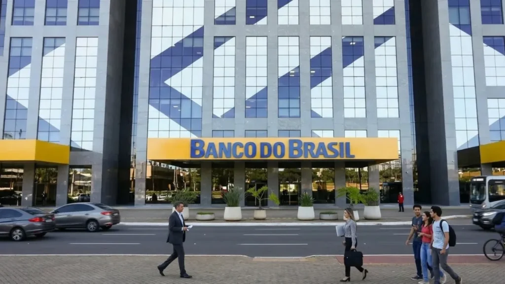 Fachada de agência do Banco do Brasil e anúncio de renegociação de dívidas 2026