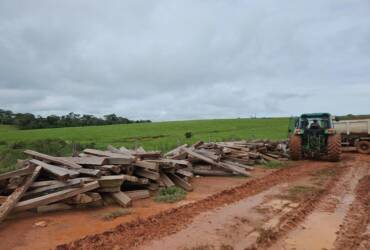 Madeira apreendida pela Sema em estrada de terra