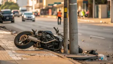 Foto de moto acidentada após colisão