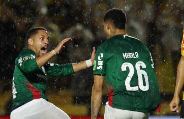 Murilo, do Palmeiras, comemora primeiro gol do jogo. Imagem: Cesar Greco/Ag. Palmeiras