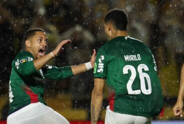 Murilo, do Palmeiras, comemora primeiro gol do jogo. Imagem: Cesar Greco/Ag. Palmeiras