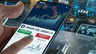 Tela de celular mostrando consulta do mercado de petróleo nesta sexta-feira, 6 de março