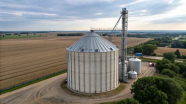 Foto aérea de silo de soja em mato grosso