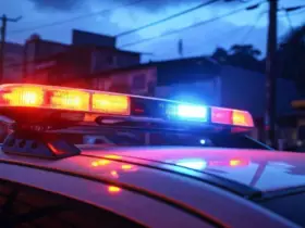 Sirene de viatura policial ao anoitecer