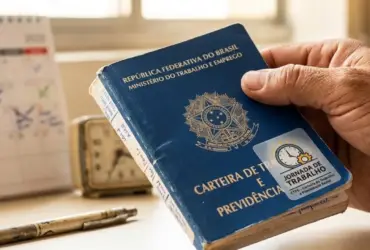 carteira de trabalho na mão de trabalhador.