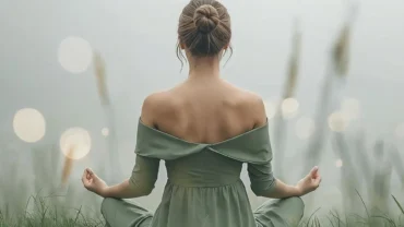 Mulher sentada em paz