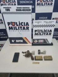 Porte ilegal de arma de fogo em Cáceres: PM prende suspeito