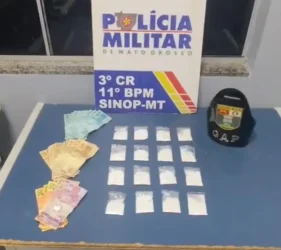 Tráfico de drogas: PM prende suspeito com cocaína em Sinop