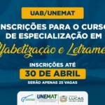 UAB/Unemat oferta vagas para curso de especialização em Alfabetização e Letramento