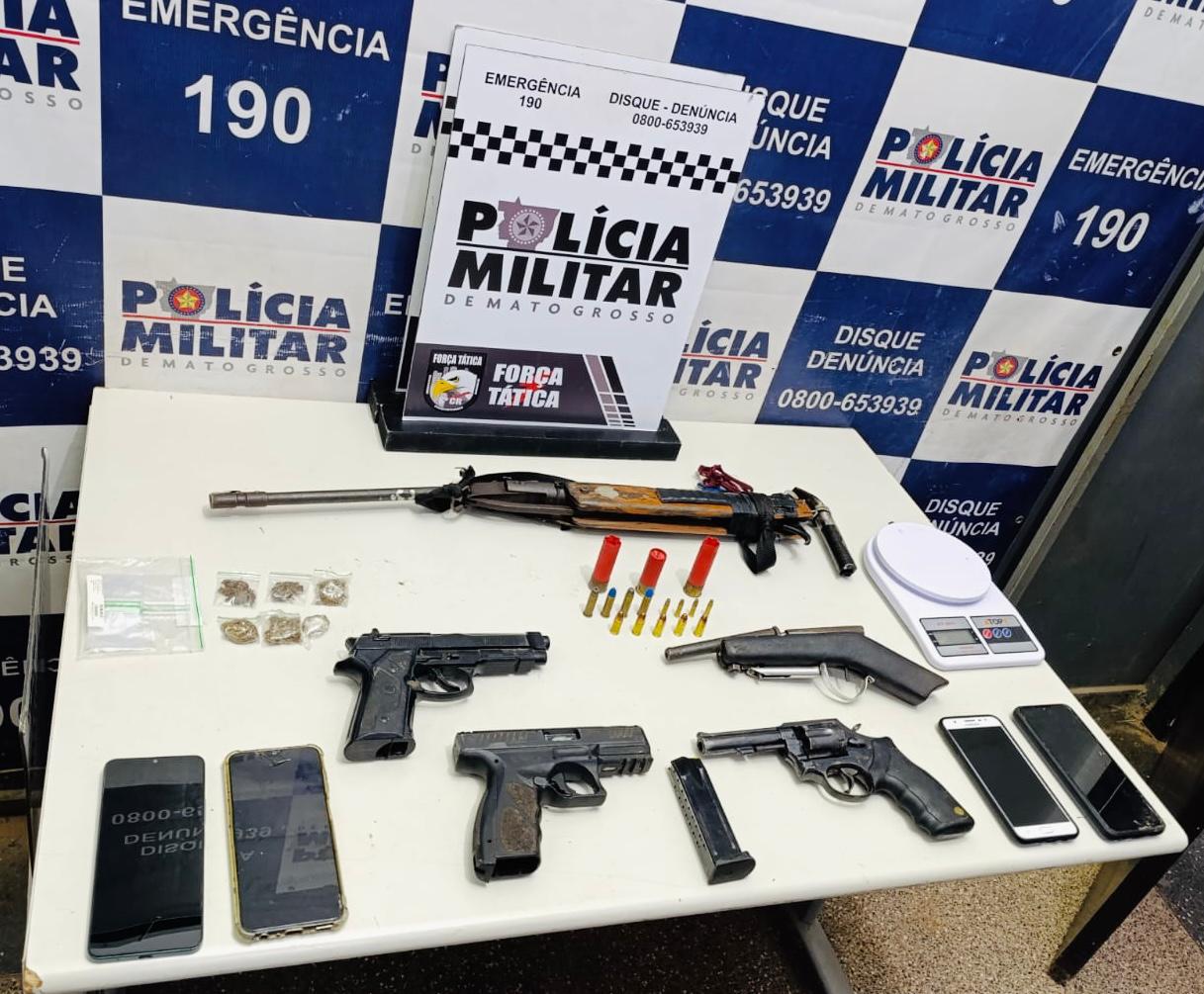 Operação policial desarticula grupo suspeito de roubo, tráfico e posse ilegal de armas em área rural em MT