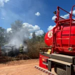 Incêndio veicular após acidente deixa homem ferido em Guarantã do Norte